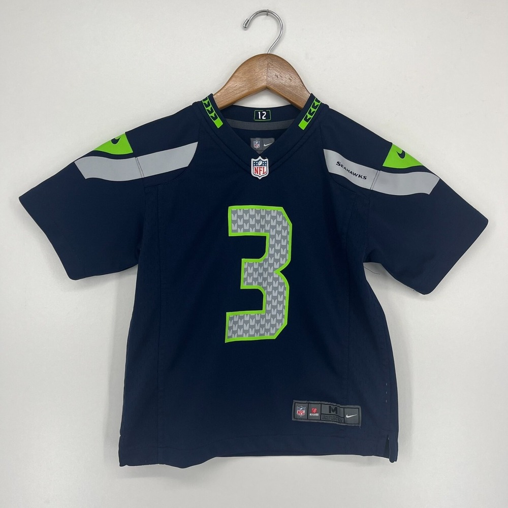 Nike NFL Seattle Seahawks Russell Wilson #3 Jersey Kids Medium 5/6 Navy Blue